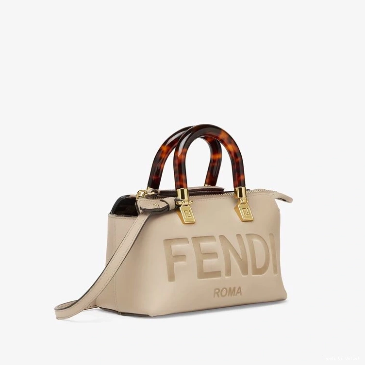 Cheap HOT Grey The Bag Way Boston In By ROMA Leather Calf Fendi Logo Mini 0806